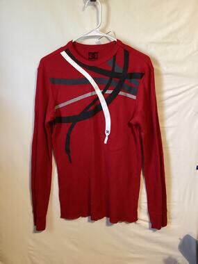 2689 DC Shoes Waffle Long Sleeve Shirt Men's Size Large L Adult Red